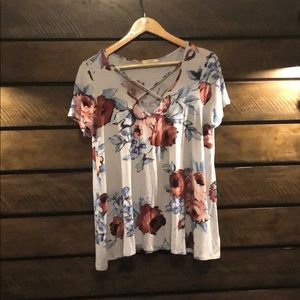 Crisscross front floral top